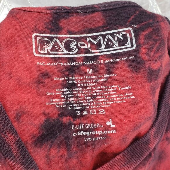 Adult Bandai Graphic Print Namco Pac Man Tie Dye Short Sleeve T Shirt Size M - Picture 4 of 8